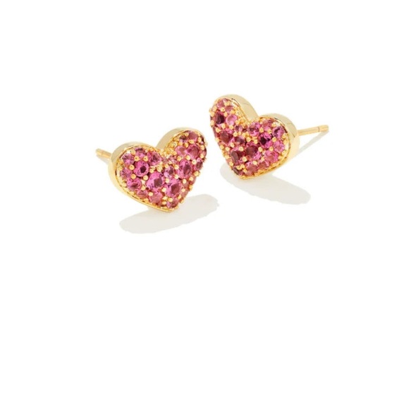 Kendra scott Ari pave pink heart 🩷 earrings NWT - Picture 1 of 3
